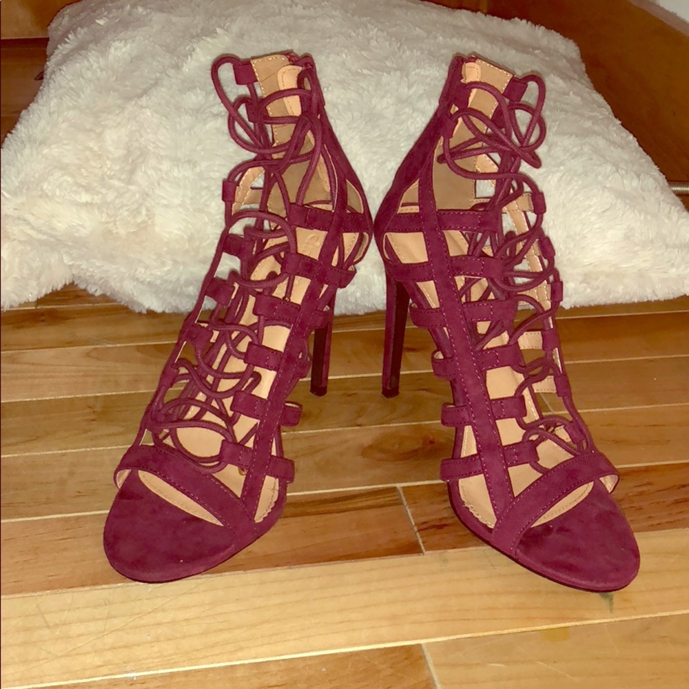 Burgundy Strappy Heels!